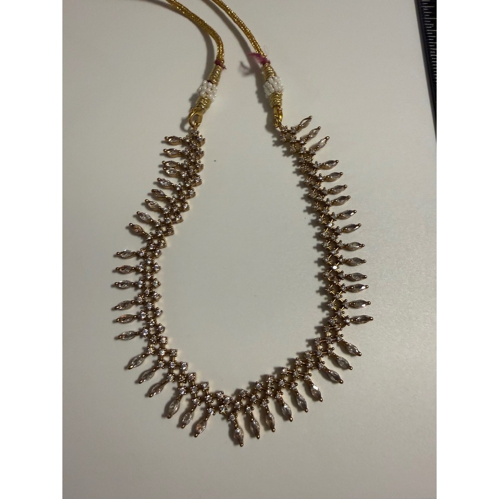 Gold Tone Marquise Crystal Fringe Necklace‎ Indian Style Adjustable Cord Choker